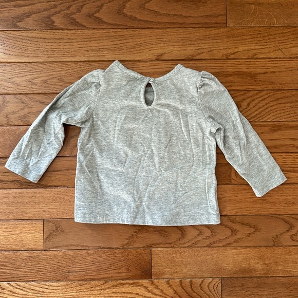 🦉EUC Baby Gap girls long sleeved shirt gray 6-12 mo baby owl - Picture 3 of 6